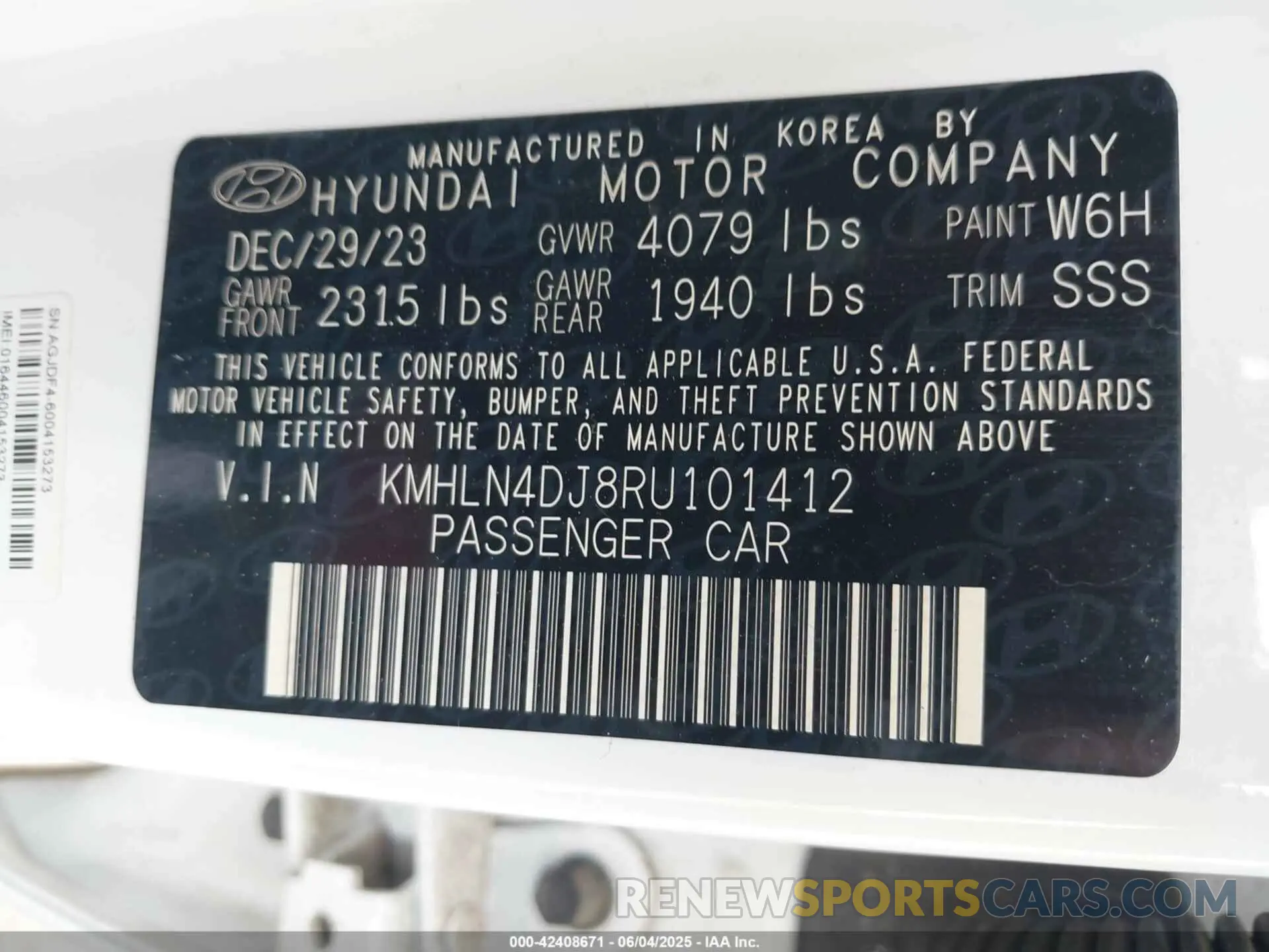 9 Photograph of a damaged car KMHLN4DJ8RU101412 HYUNDAI ELANTRA HYBRID 2024