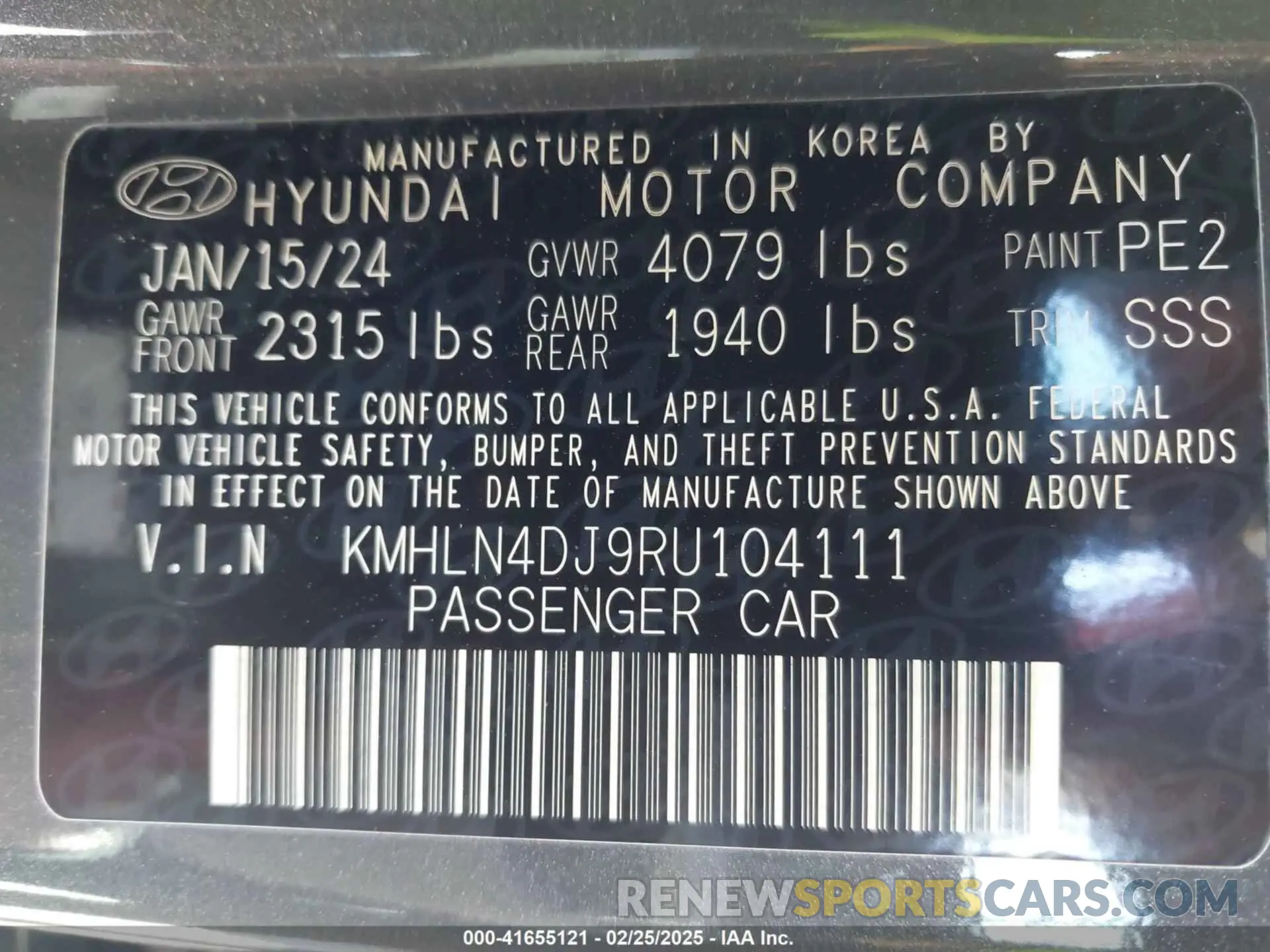 9 Photograph of a damaged car KMHLN4DJ9RU104111 HYUNDAI ELANTRA HYBRID 2024