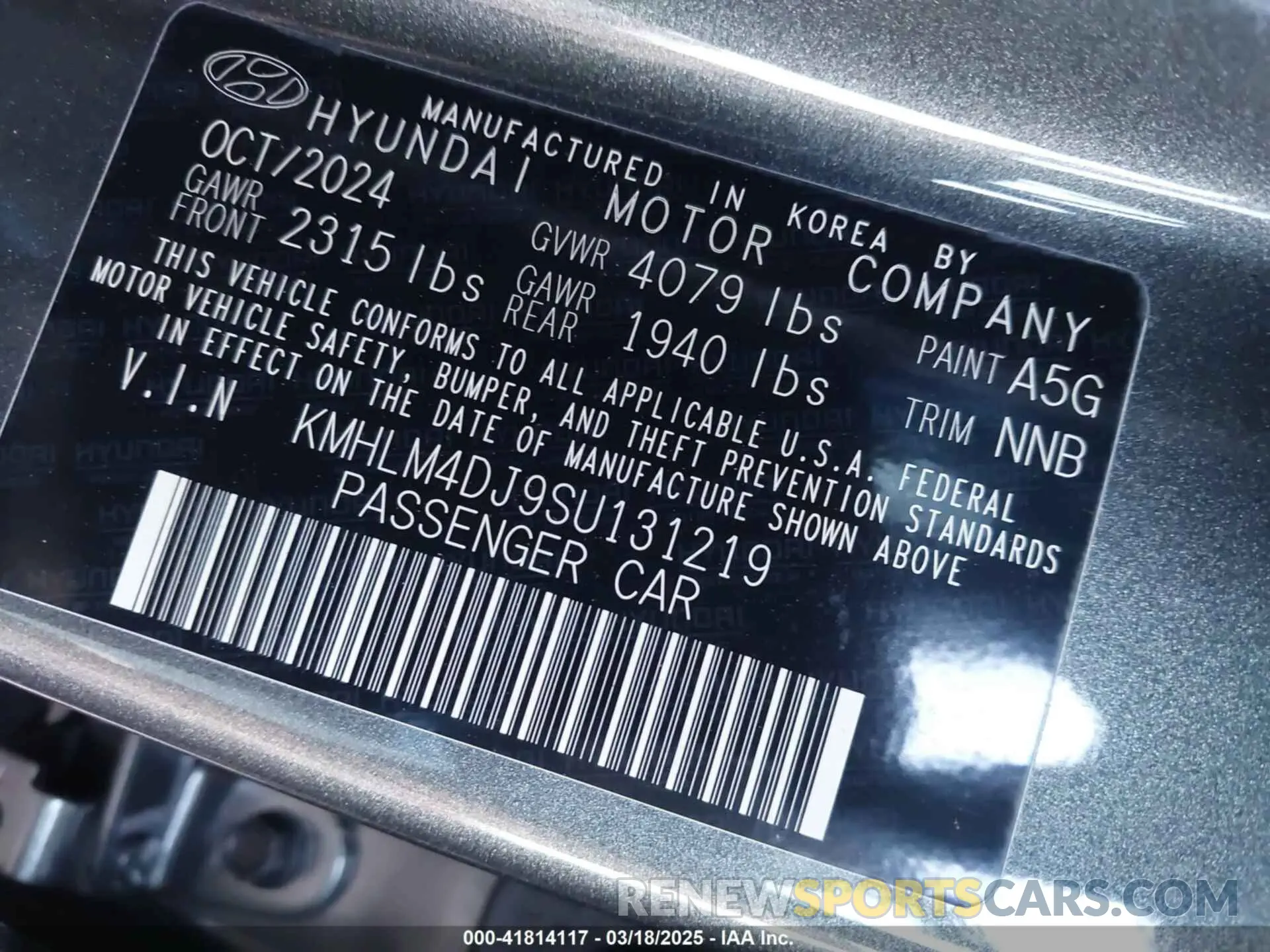 9 Photograph of a damaged car KMHLM4DJ9SU131219 HYUNDAI ELANTRA HYBRID 2025