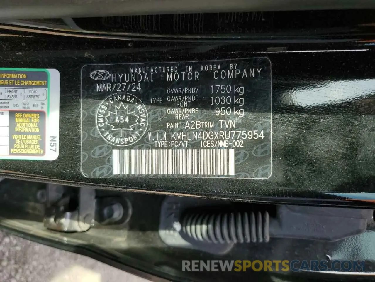 12 Photograph of a damaged car KMHLN4DGXRU775954 HYUNDAI ELANTRA LU 2024