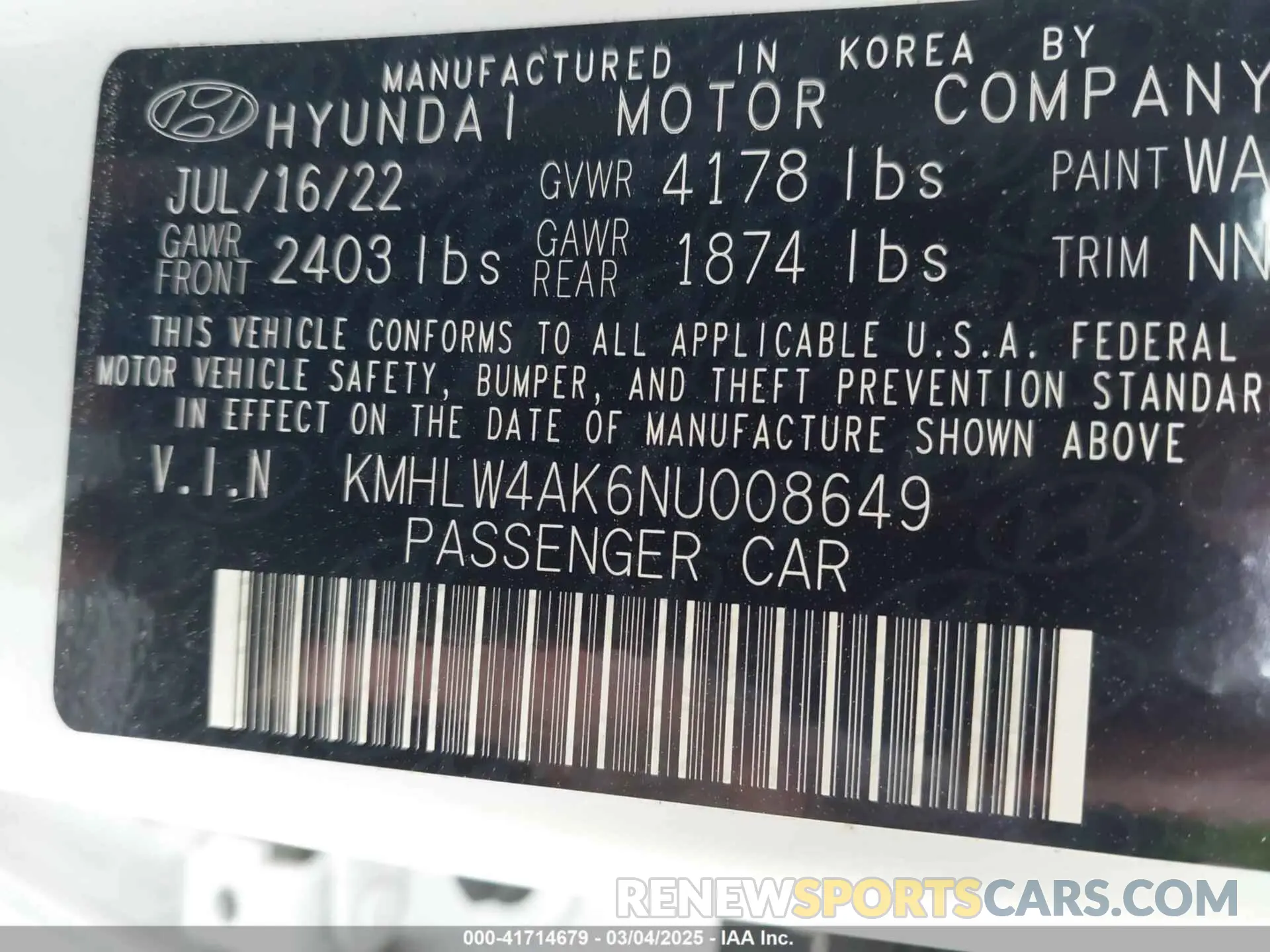 9 Photograph of a damaged car KMHLW4AK6NU008649 HYUNDAI ELANTRA N 2022