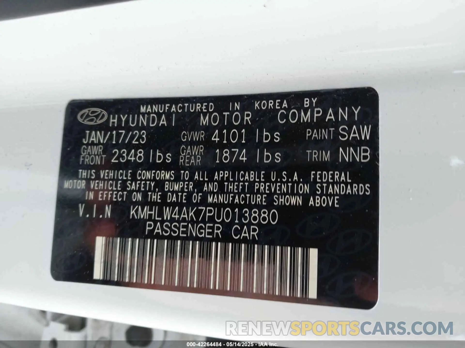 9 Photograph of a damaged car KMHLW4AK7PU013880 HYUNDAI ELANTRA N 2023