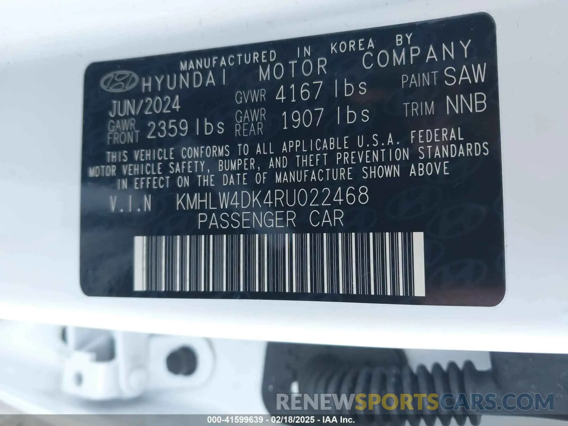 9 Photograph of a damaged car KMHLW4DK4RU022468 HYUNDAI ELANTRA N 2024