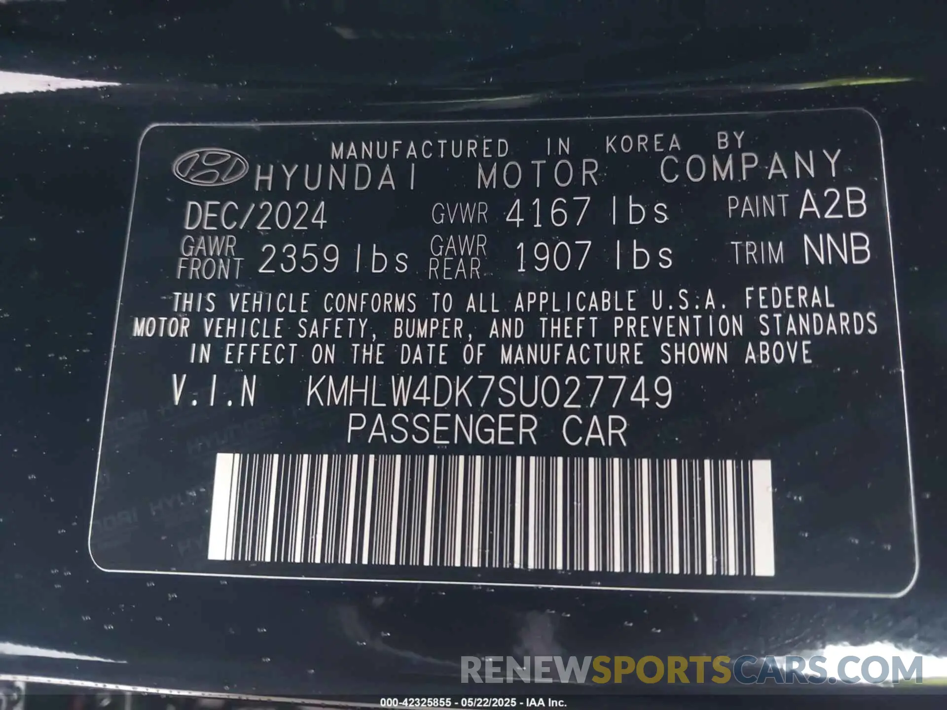 9 Photograph of a damaged car KMHLW4DK7SU027749 HYUNDAI ELANTRA N 2025