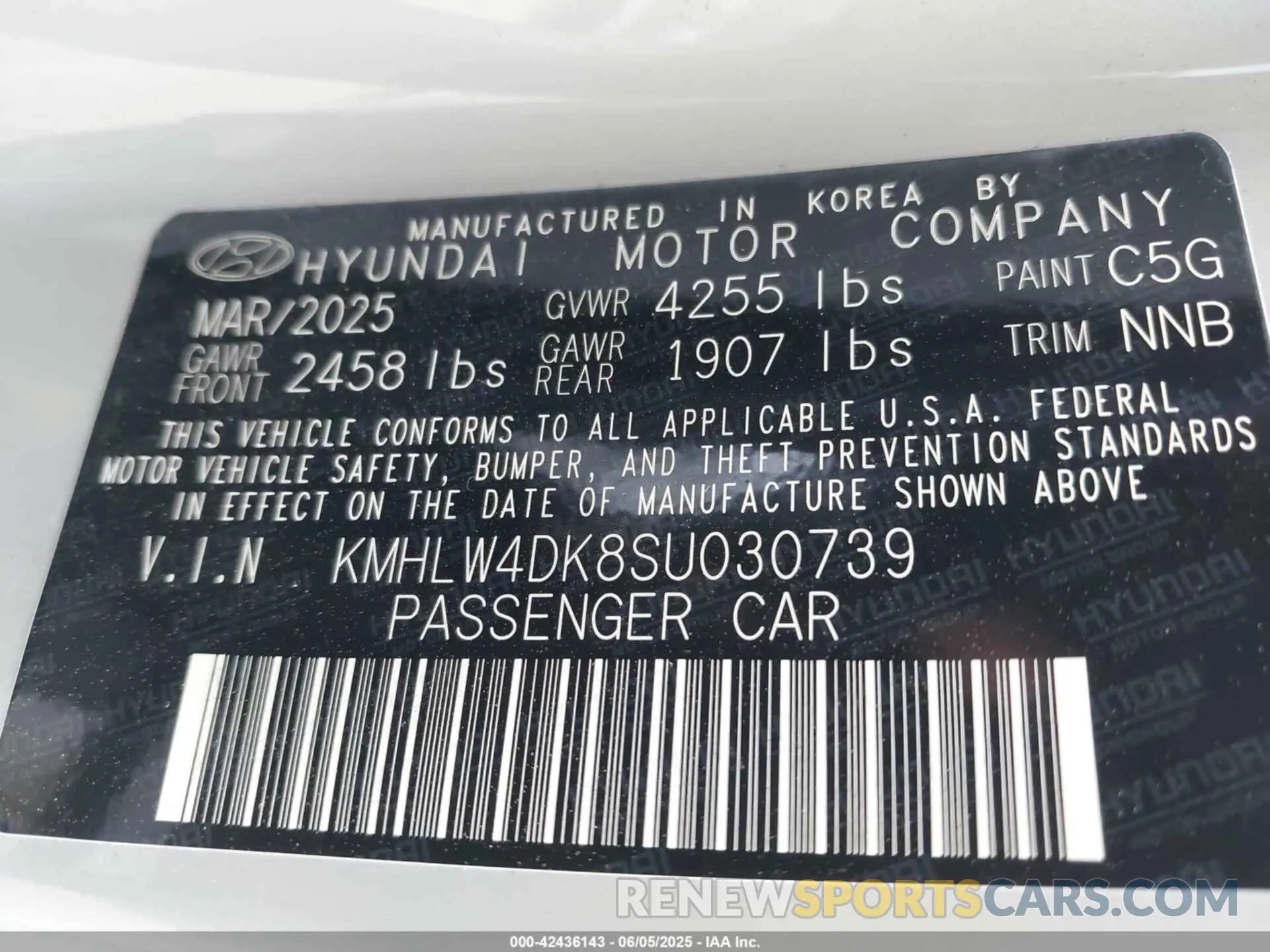 9 Photograph of a damaged car KMHLW4DK8SU030739 HYUNDAI ELANTRA N 2025