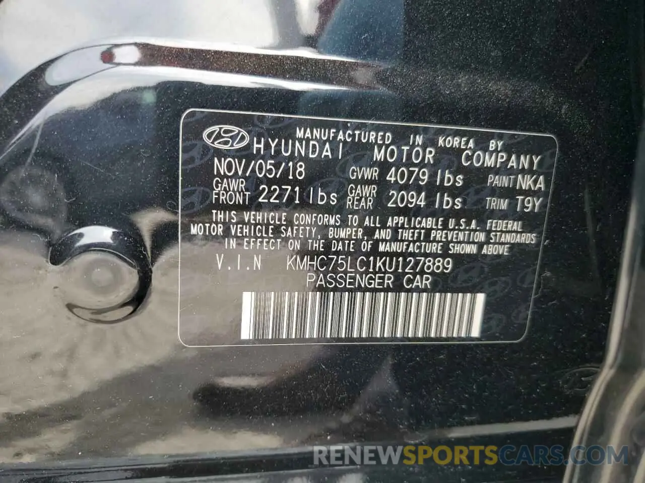 14 Photograph of a damaged car KMHC75LC1KU127889 HYUNDAI IONIQ 2019