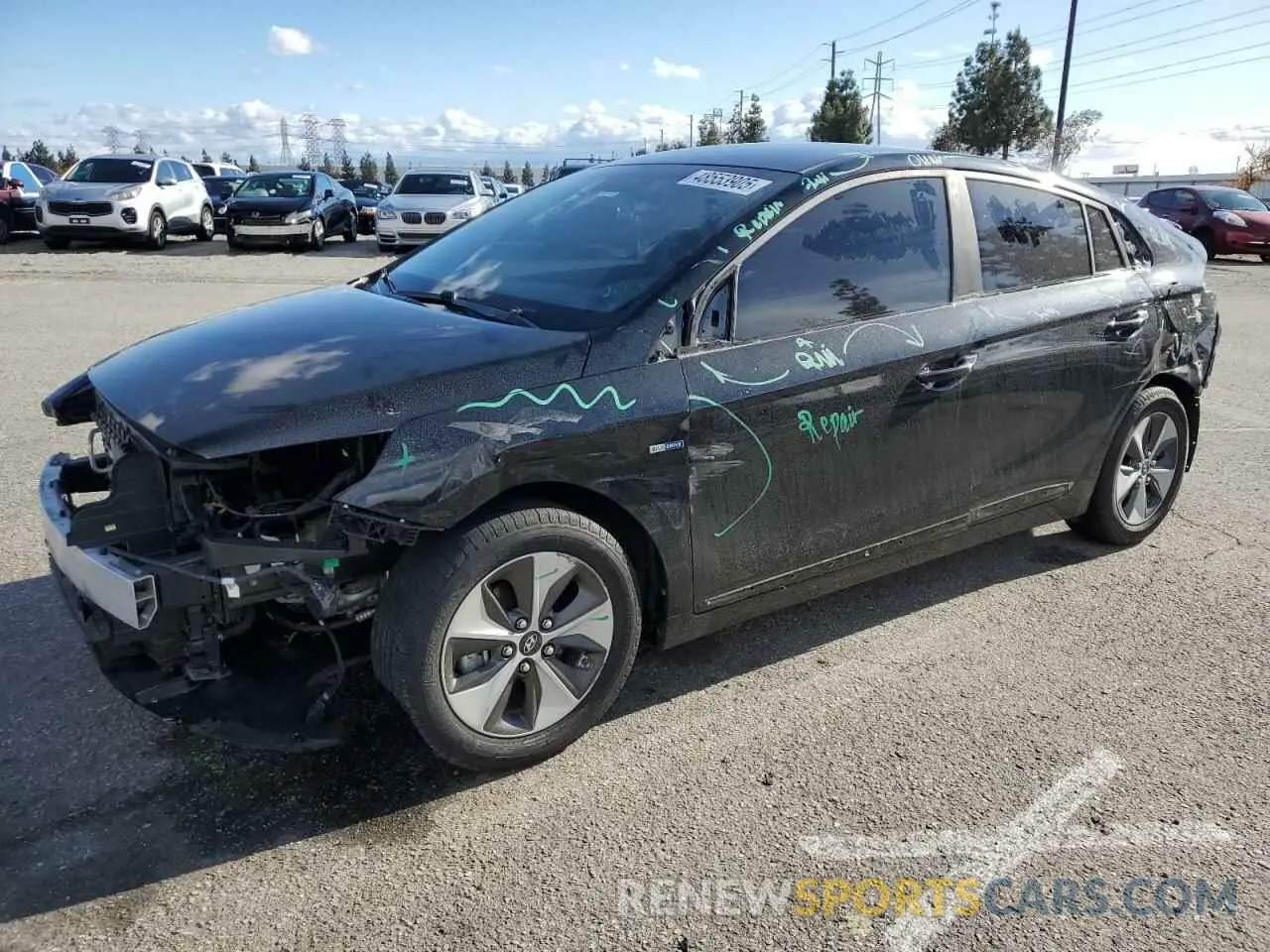 1 Photograph of a damaged car KMHC75LH6KU044387 HYUNDAI IONIQ 2019
