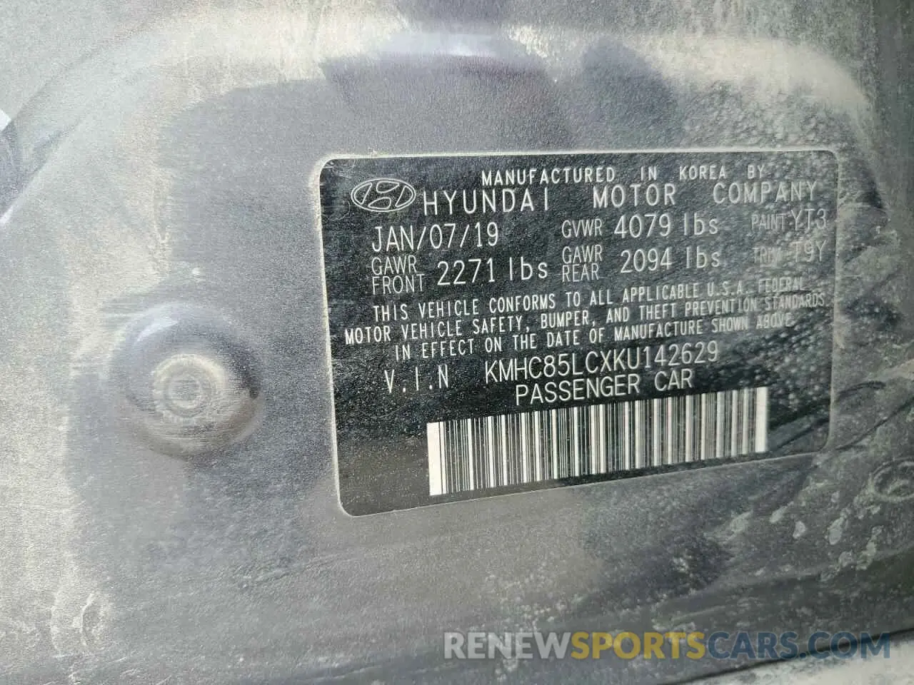15 Photograph of a damaged car KMHC85LCXKU142629 HYUNDAI IONIQ 2019