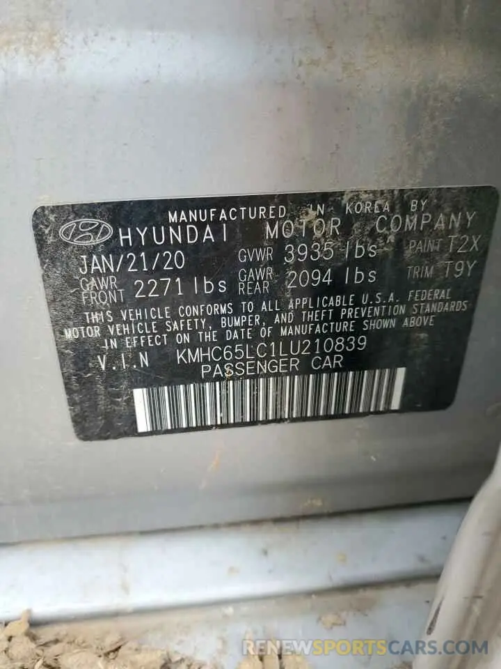 13 Photograph of a damaged car KMHC65LC1LU210839 HYUNDAI IONIQ 2020
