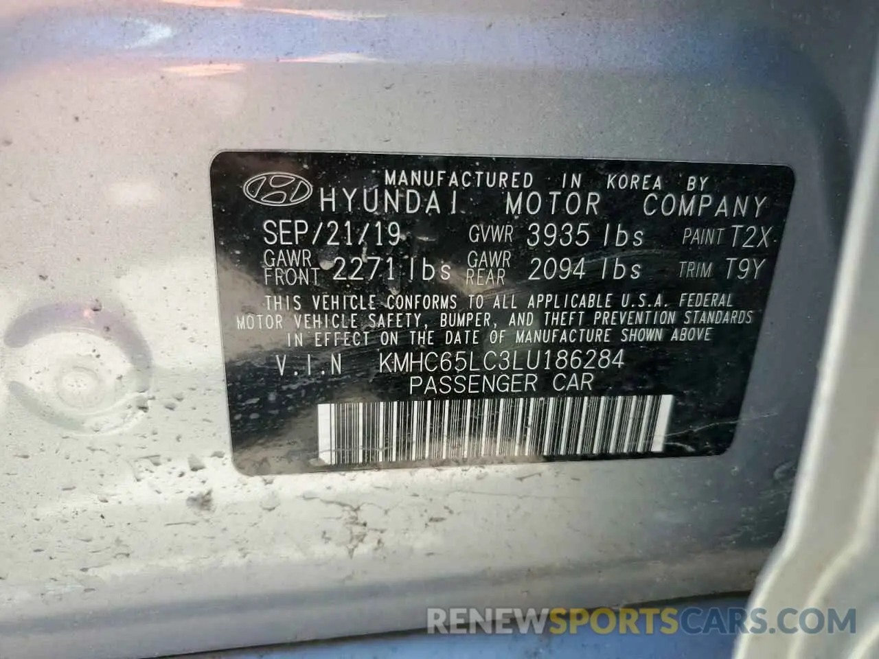 12 Photograph of a damaged car KMHC65LC3LU186284 HYUNDAI IONIQ 2020