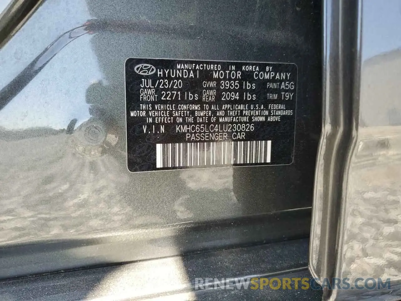12 Photograph of a damaged car KMHC65LC4LU230826 HYUNDAI IONIQ 2020