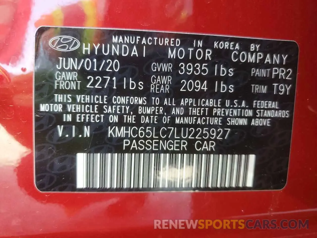 14 Photograph of a damaged car KMHC65LC7LU225927 HYUNDAI IONIQ 2020