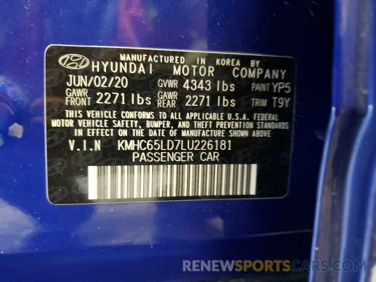 13 Photograph of a damaged car KMHC65LD7LU226181 HYUNDAI IONIQ 2020
