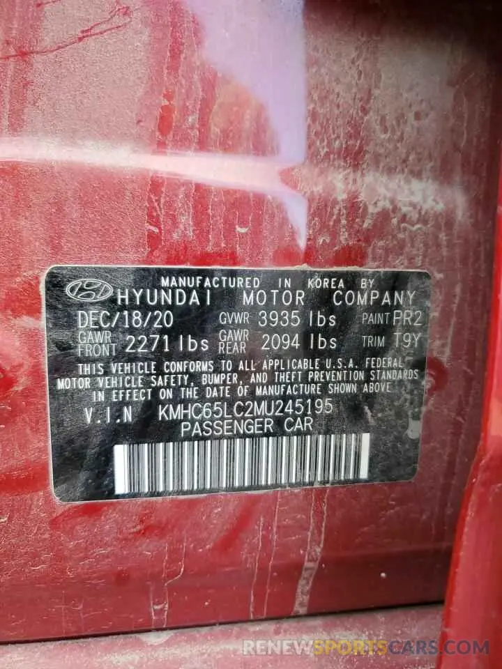 12 Photograph of a damaged car KMHC65LC2MU245195 HYUNDAI IONIQ 2021