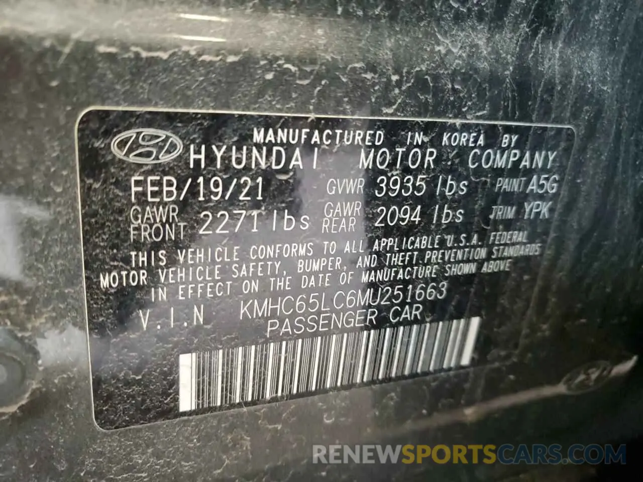 13 Photograph of a damaged car KMHC65LC6MU251663 HYUNDAI IONIQ 2021