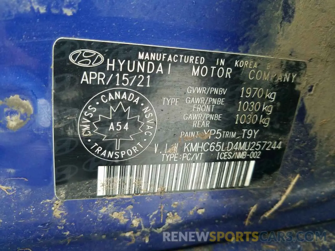 12 Photograph of a damaged car KMHC65LD4MU257244 HYUNDAI IONIQ 2021