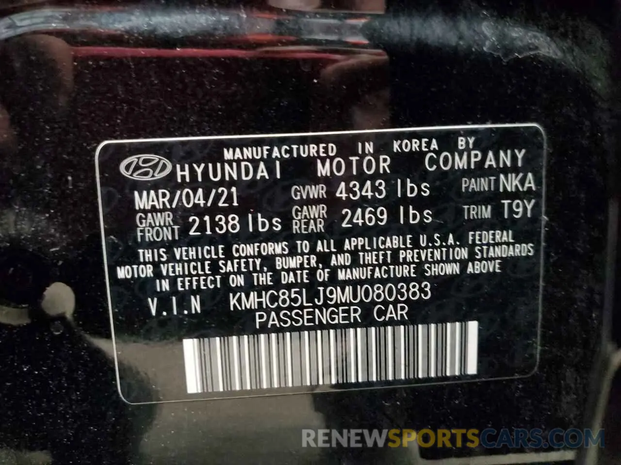 12 Photograph of a damaged car KMHC85LJ9MU080383 HYUNDAI IONIQ 2021