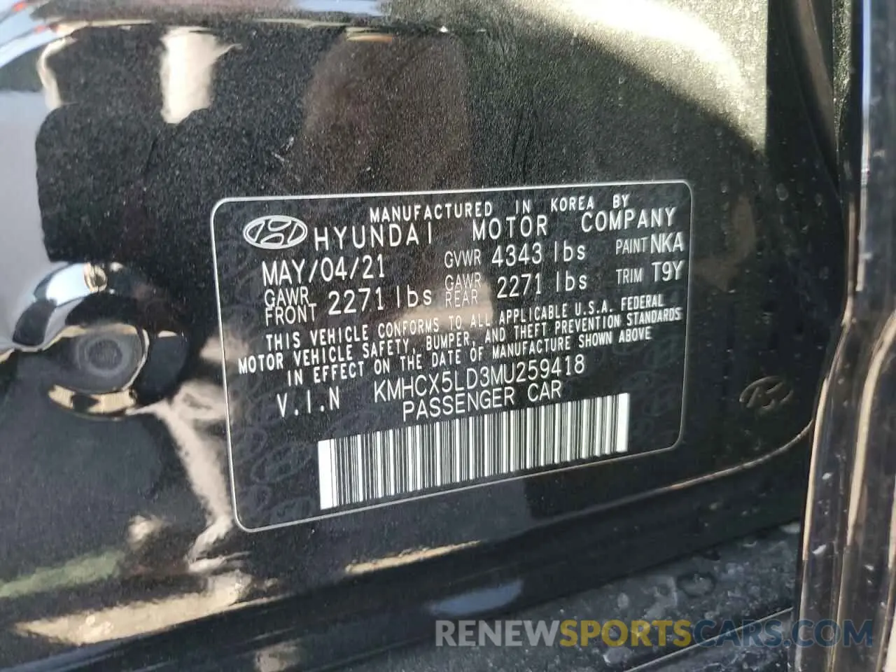 12 Photograph of a damaged car KMHCX5LD3MU259418 HYUNDAI IONIQ 2021