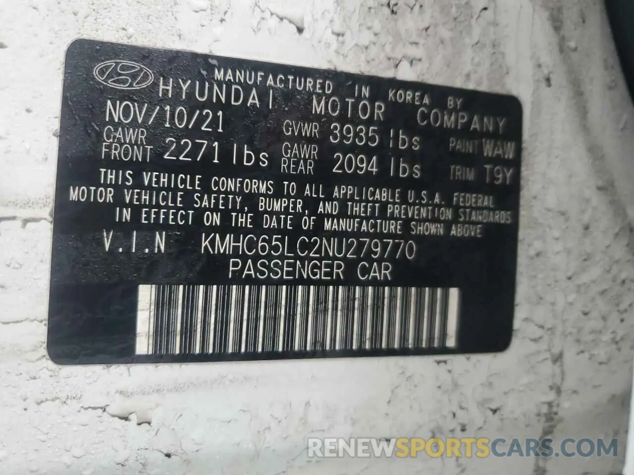 12 Photograph of a damaged car KMHC65LC2NU279770 HYUNDAI IONIQ 2022