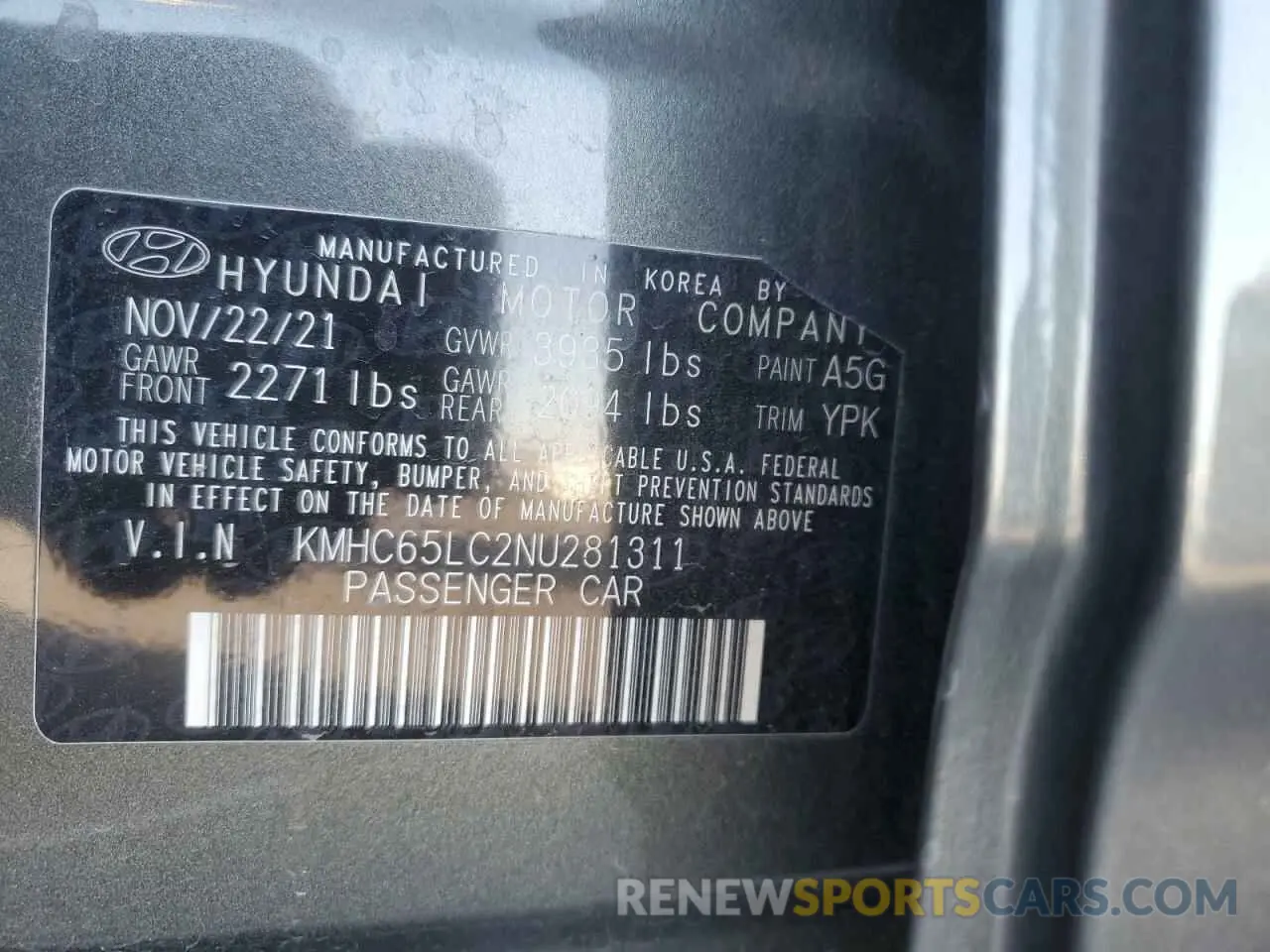 13 Photograph of a damaged car KMHC65LC2NU281311 HYUNDAI IONIQ 2022