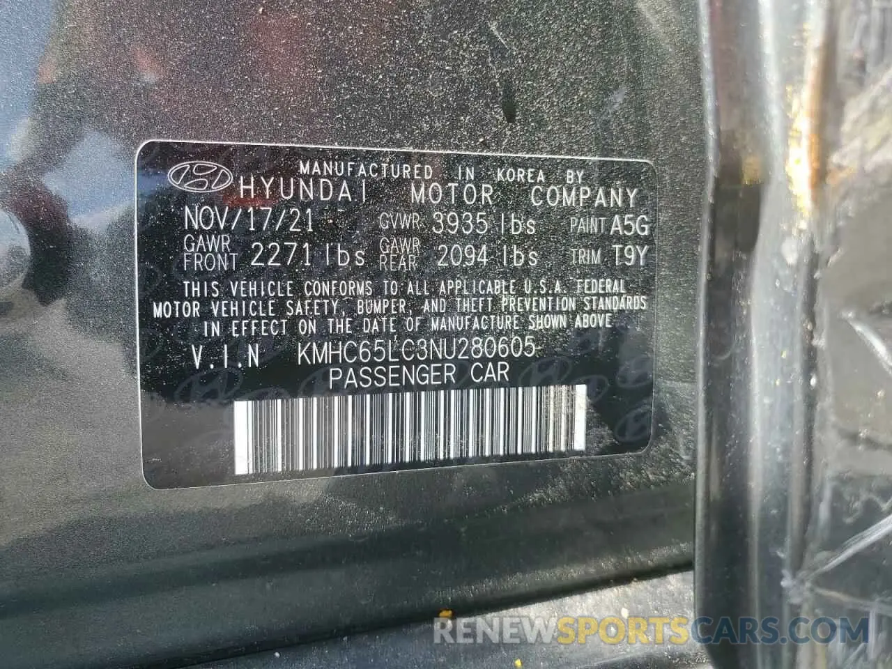 12 Photograph of a damaged car KMHC65LC3NU280605 HYUNDAI IONIQ 2022