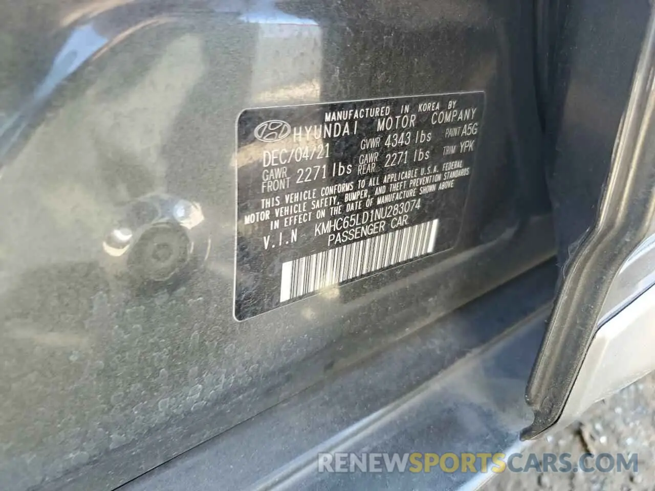 12 Photograph of a damaged car KMHC65LD1NU283074 HYUNDAI IONIQ 2022