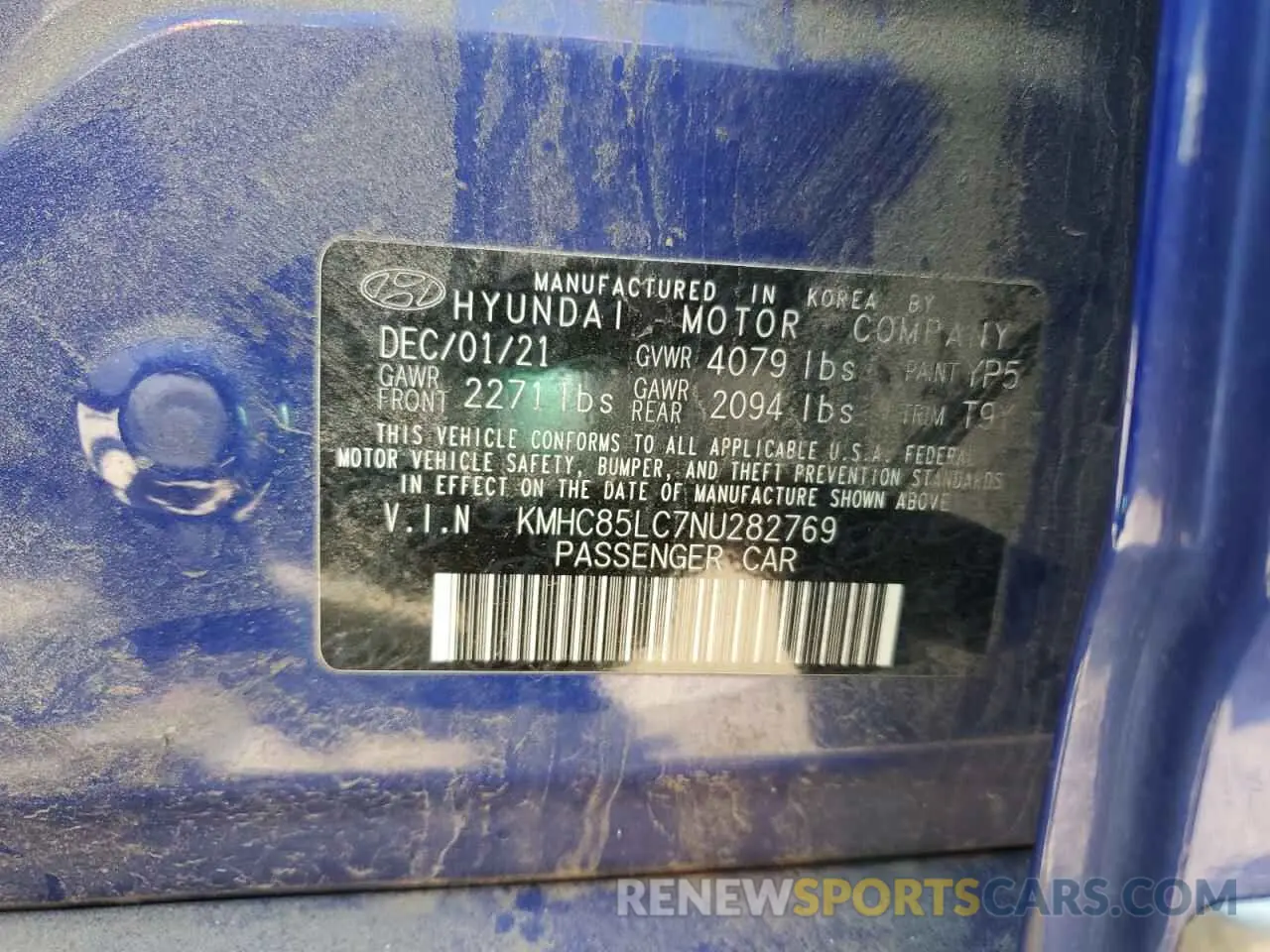 12 Photograph of a damaged car KMHC85LC7NU282769 HYUNDAI IONIQ 2022