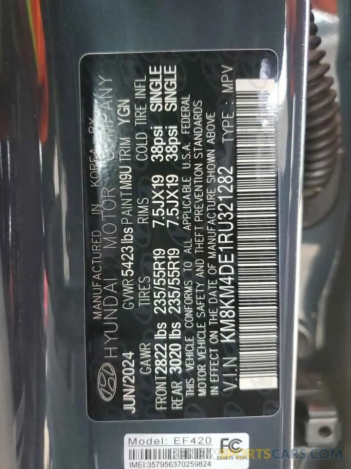 13 Photograph of a damaged car KM8KM4DE1RU321282 HYUNDAI IONIQ 2024