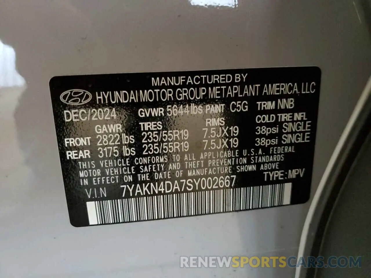 14 Photograph of a damaged car 7YAKN4DA7SY002667 HYUNDAI IONIQ 2025