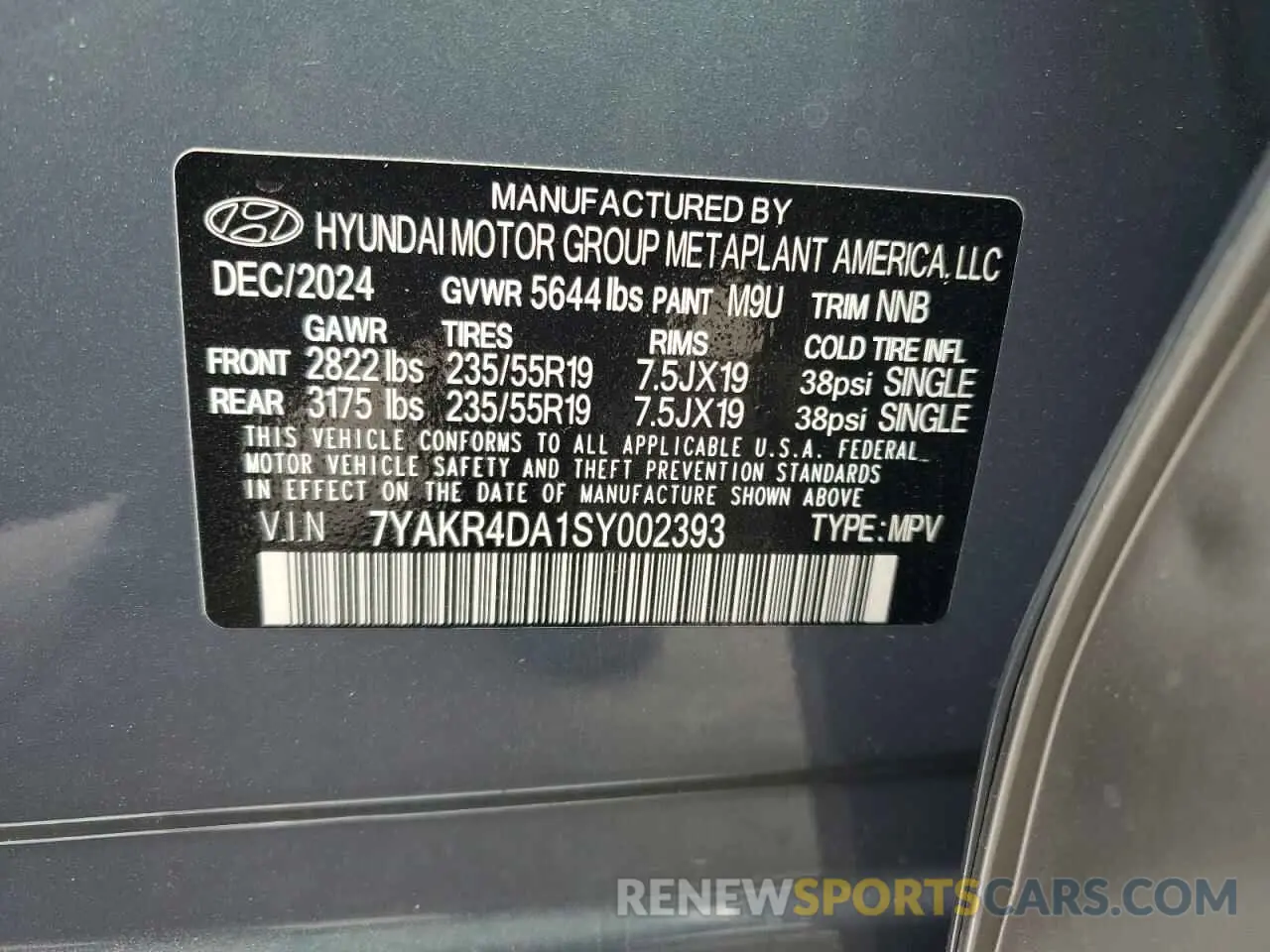 13 Photograph of a damaged car 7YAKR4DA1SY002393 HYUNDAI IONIQ 2025