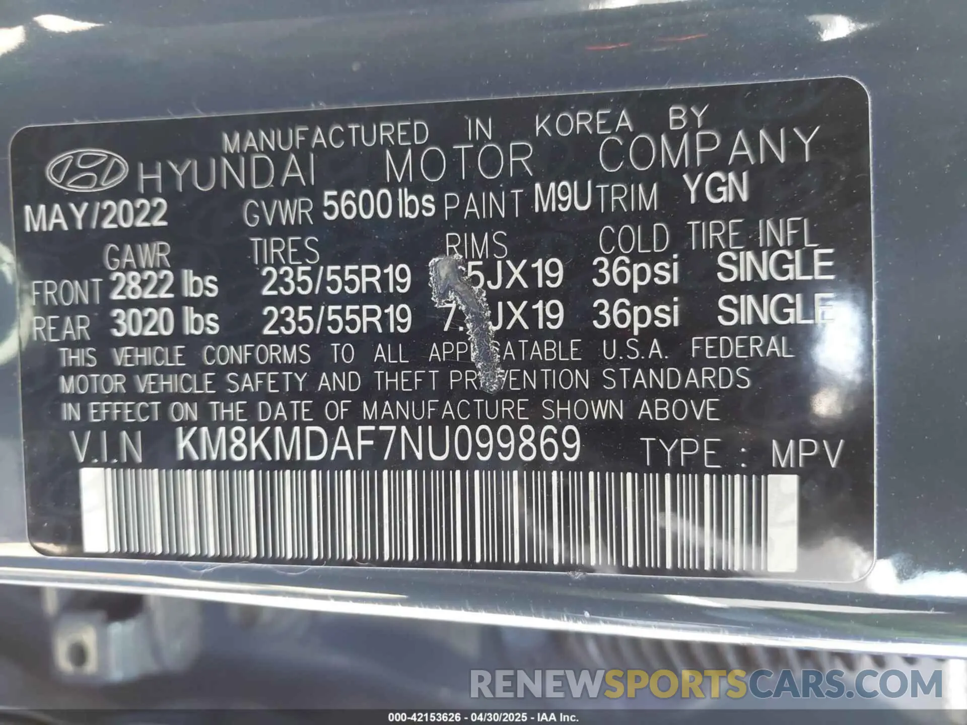 9 Photograph of a damaged car KM8KMDAF7NU099869 HYUNDAI IONIQ 5 2022