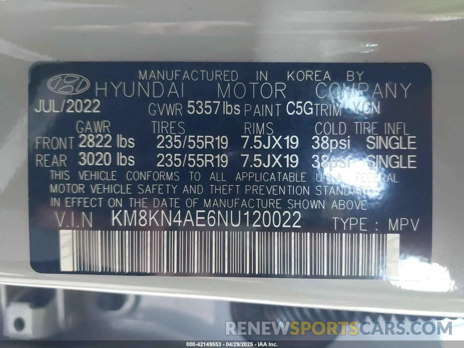 9 Photograph of a damaged car KM8KN4AE6NU120022 HYUNDAI IONIQ 5 2022