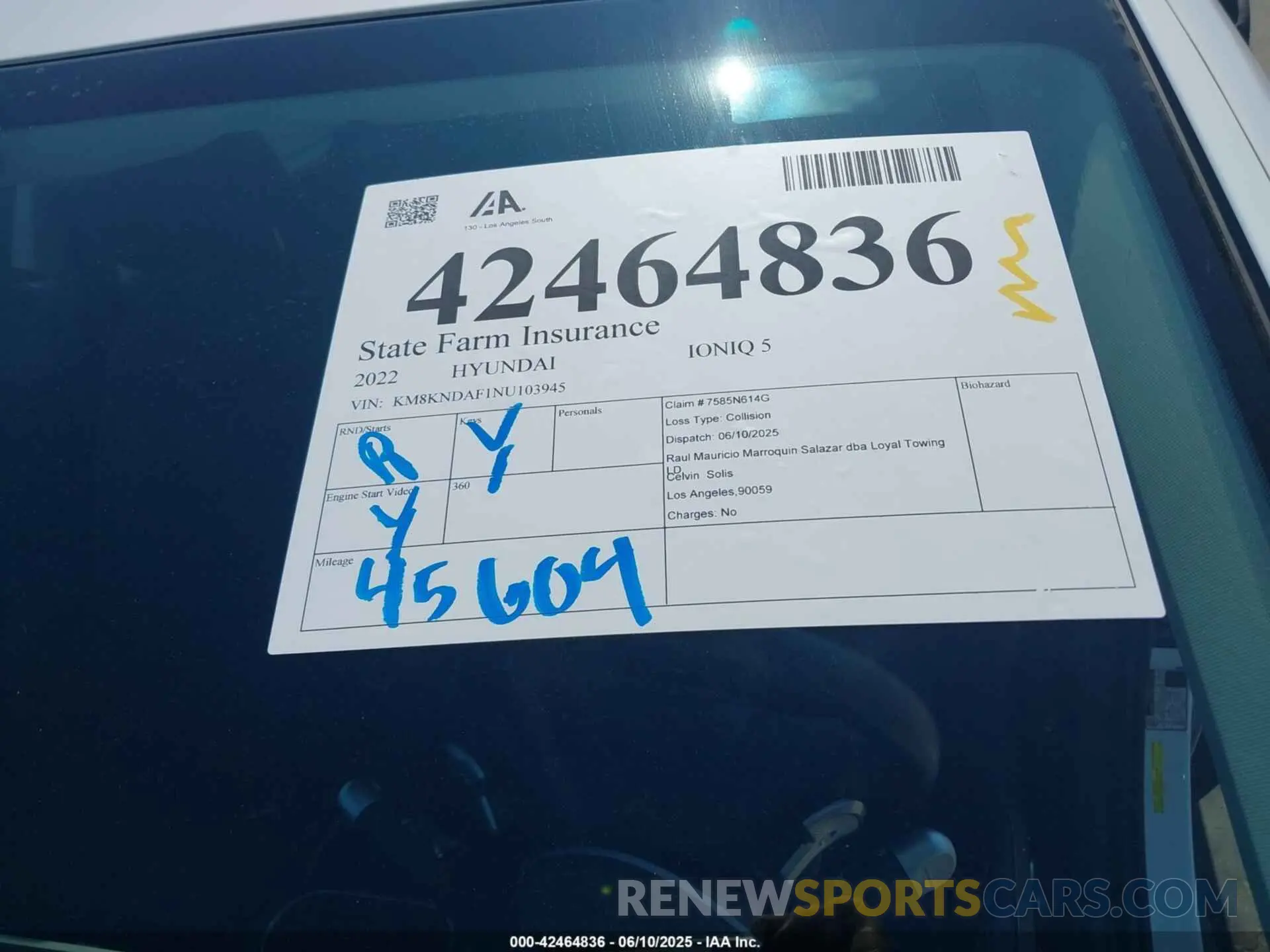 20 Photograph of a damaged car KM8KNDAF1NU103945 HYUNDAI IONIQ 5 2022