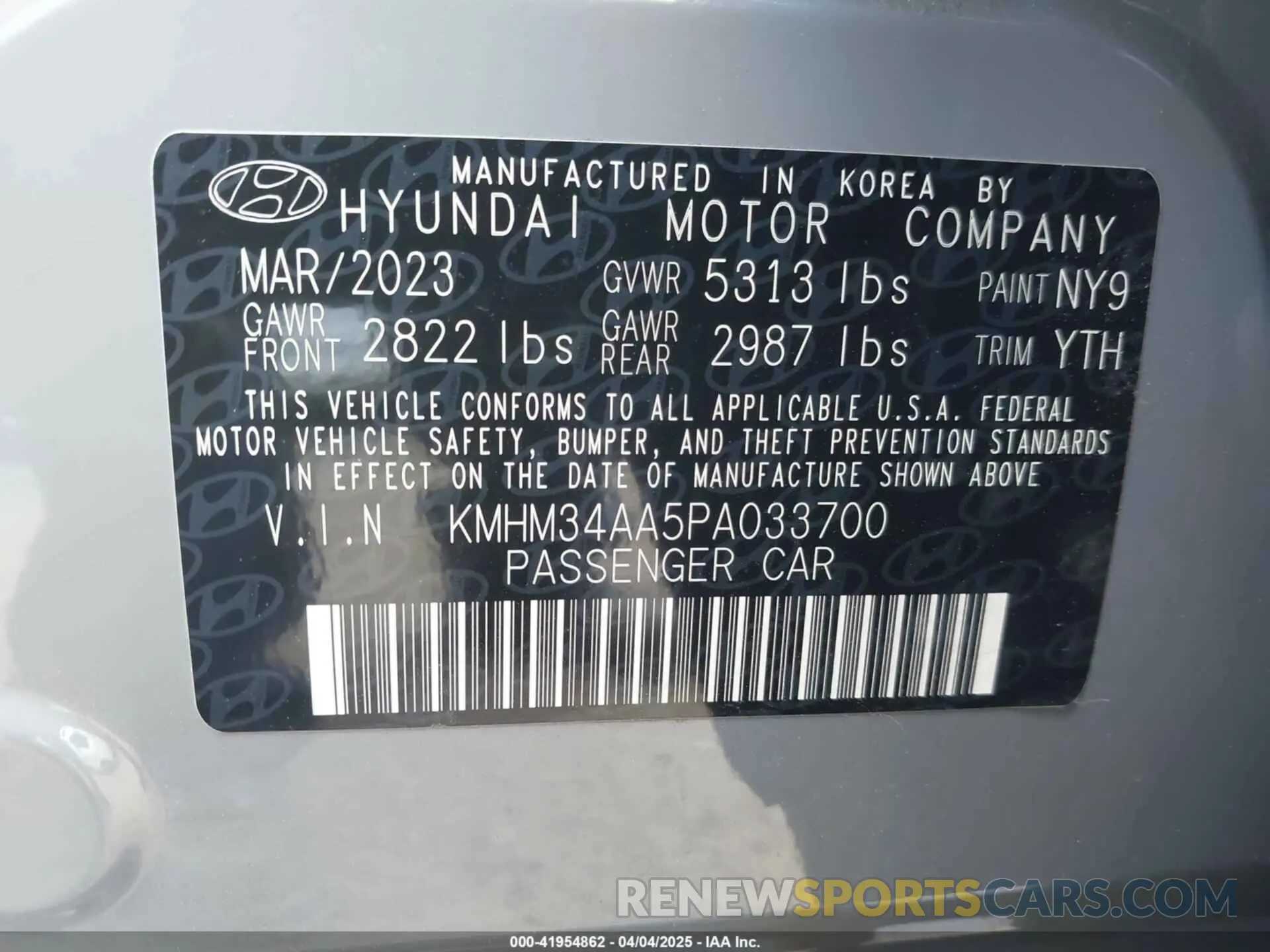 9 Photograph of a damaged car KMHM34AA5PA033700 HYUNDAI IONIQ 6 2023