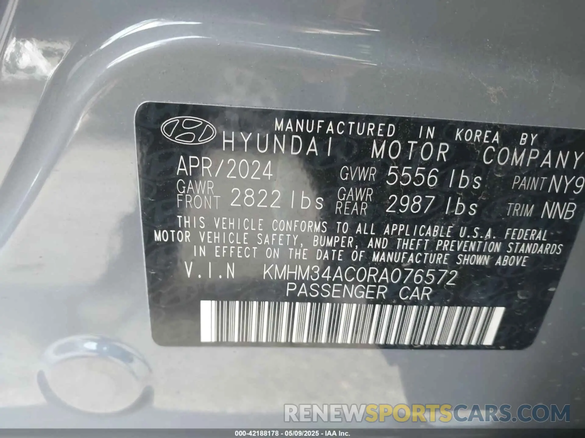 9 Photograph of a damaged car KMHM34AC0RA076572 HYUNDAI IONIQ 6 2024