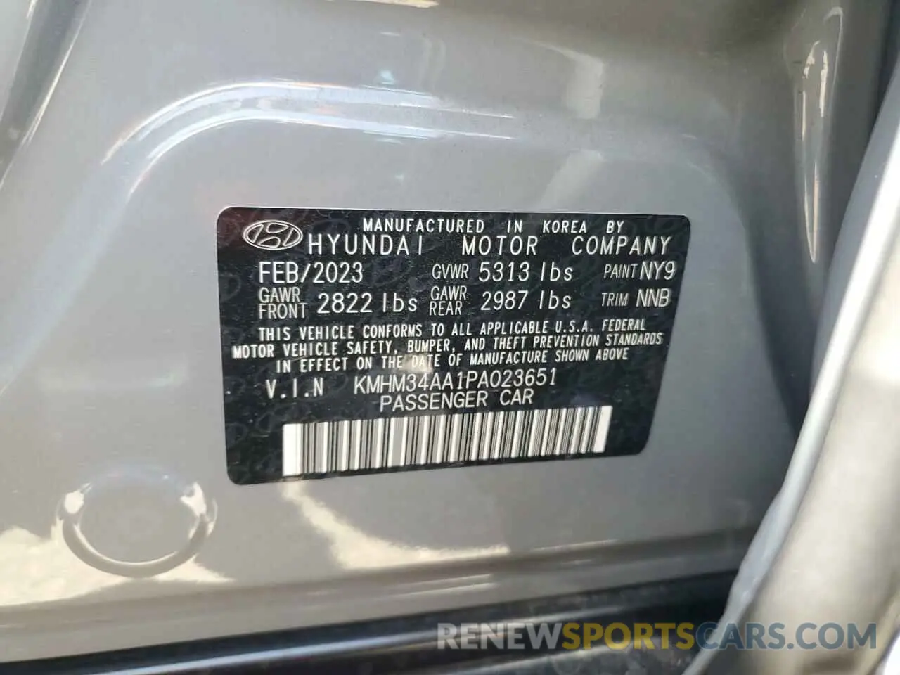 12 Photograph of a damaged car KMHM34AA1PA023651 HYUNDAI IONIQ 6 SE 2023