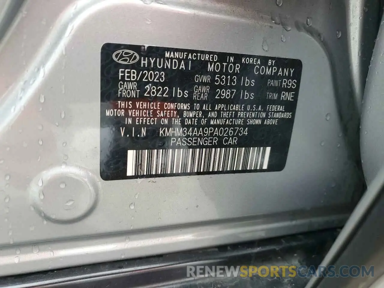 13 Photograph of a damaged car KMHM34AA9PA026734 HYUNDAI IONIQ 6 SE 2023