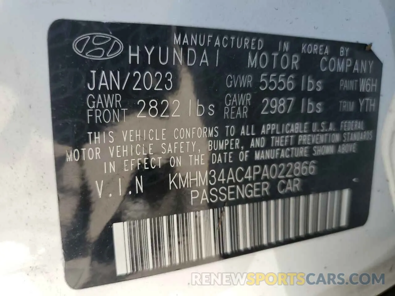 12 Photograph of a damaged car KMHM34AC4PA022866 HYUNDAI IONIQ 6 SE 2023