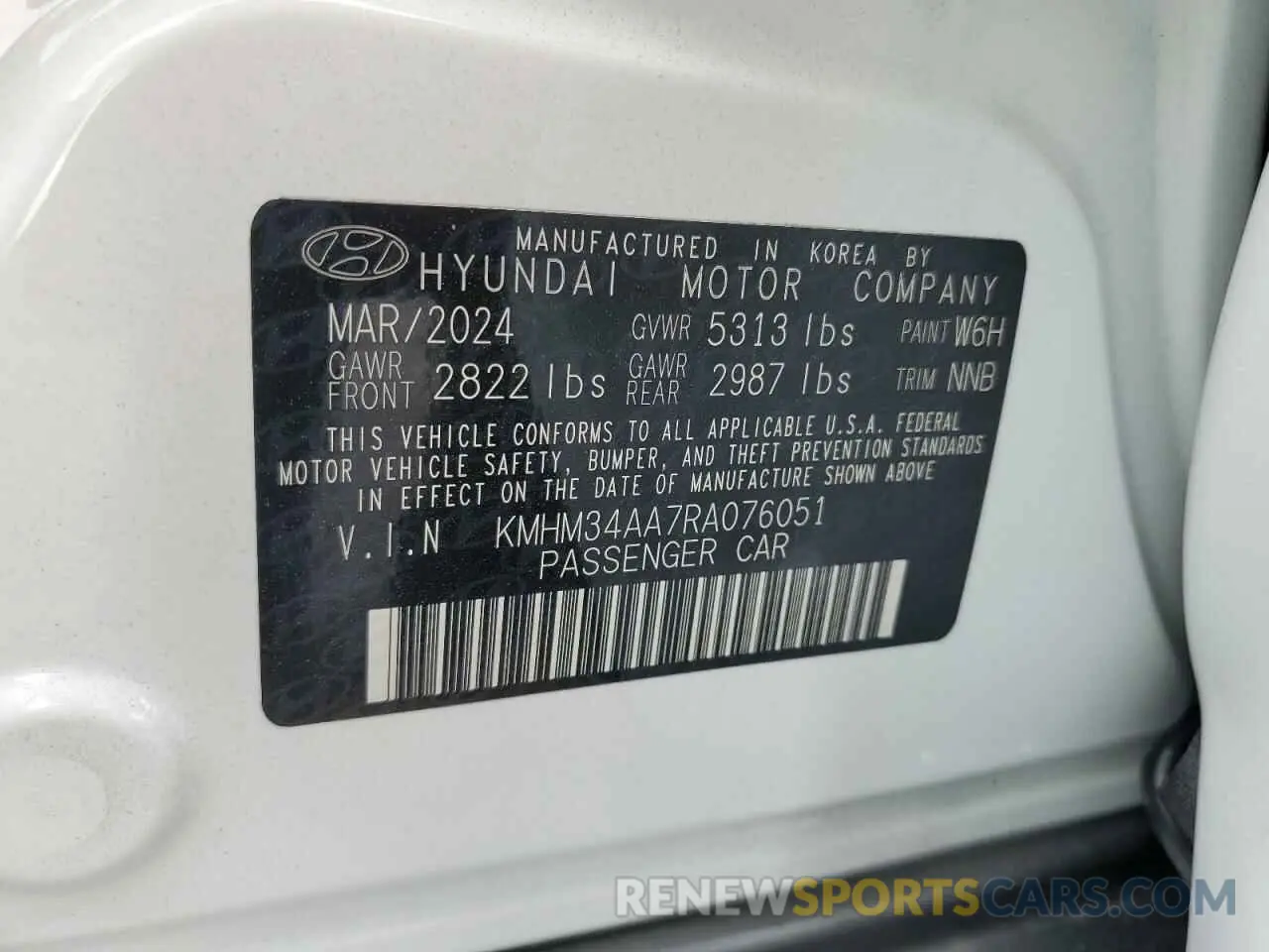 12 Photograph of a damaged car KMHM34AA7RA076051 HYUNDAI IONIQ 6 SE 2024