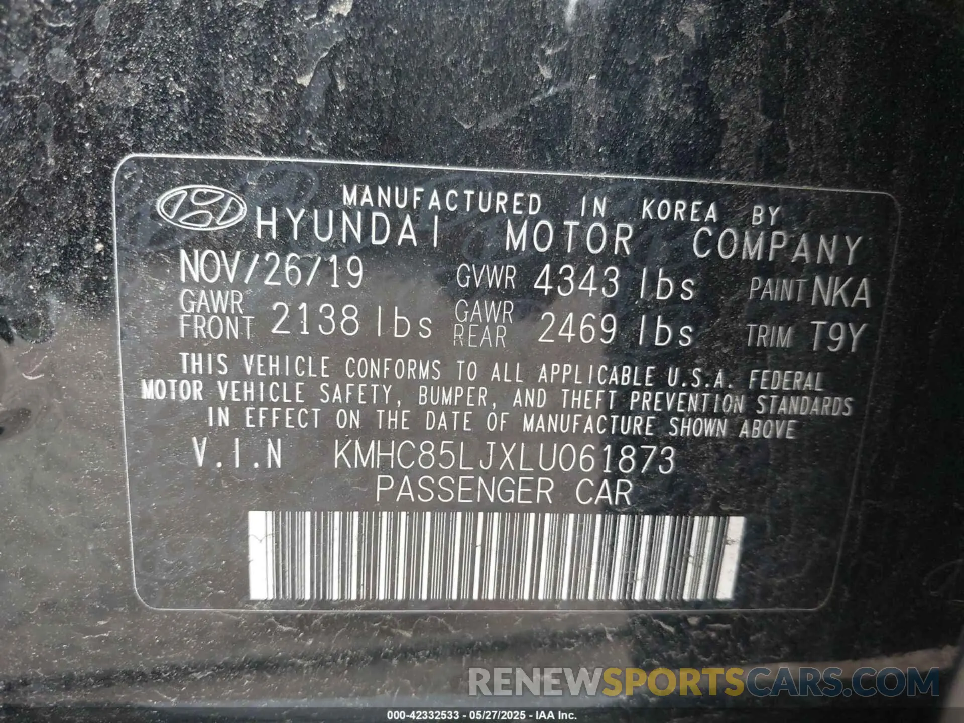 9 Photograph of a damaged car KMHC85LJXLU061873 HYUNDAI IONIQ ELECTRIC 2020