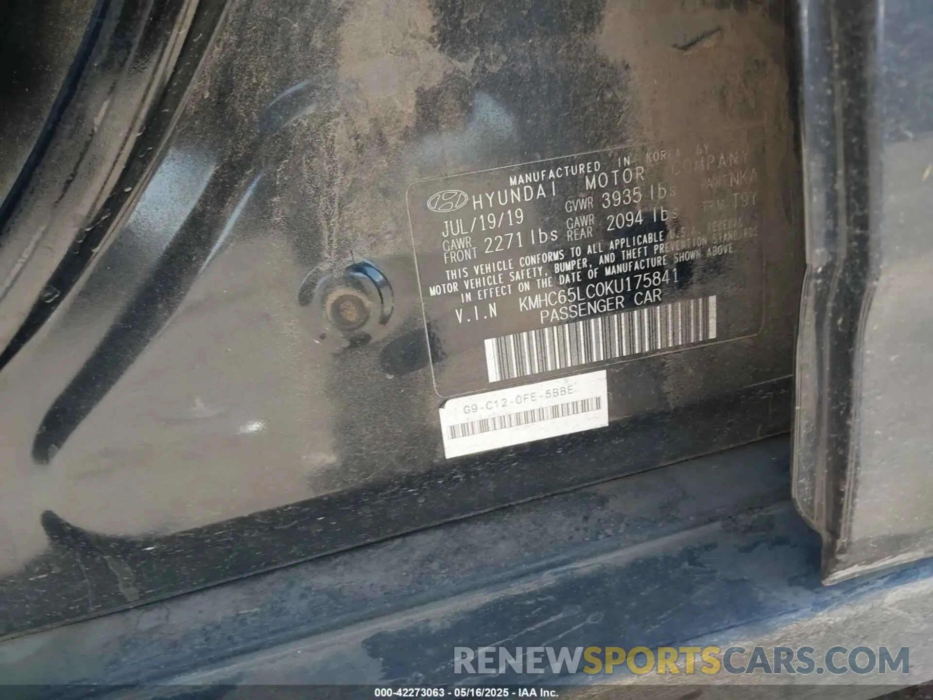 9 Photograph of a damaged car KMHC65LC0KU175841 HYUNDAI IONIQ HYBRID 2019