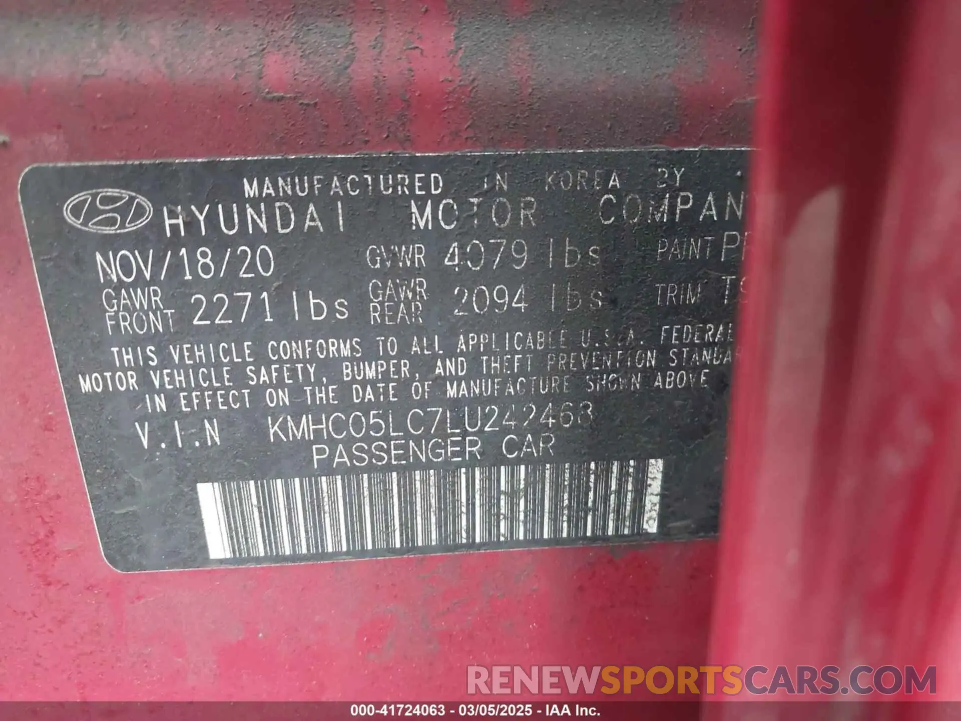 9 Photograph of a damaged car KMHC05LC7LU242468 HYUNDAI IONIQ HYBRID 2020