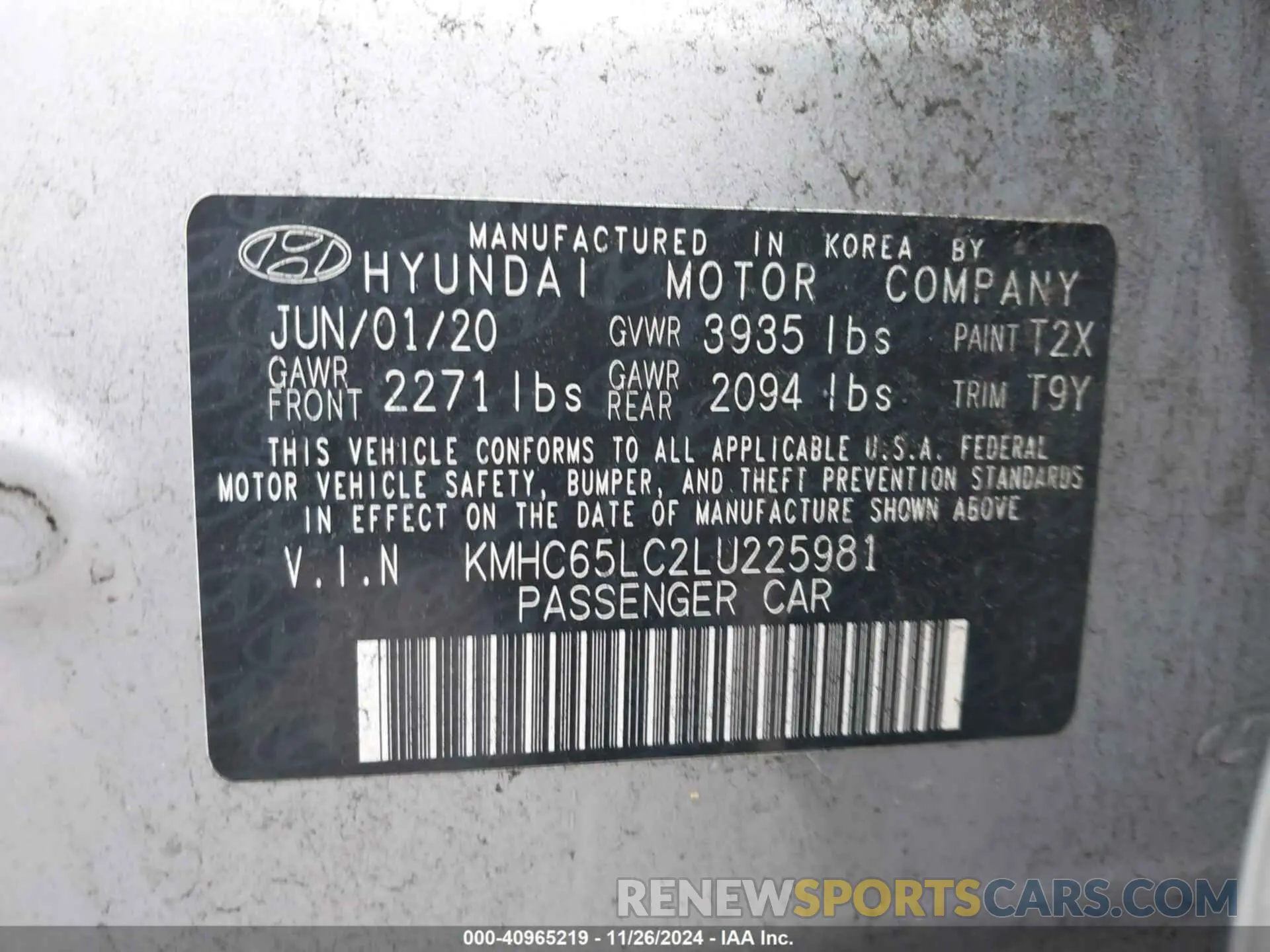9 Photograph of a damaged car KMHC65LC2LU225981 HYUNDAI IONIQ HYBRID 2020