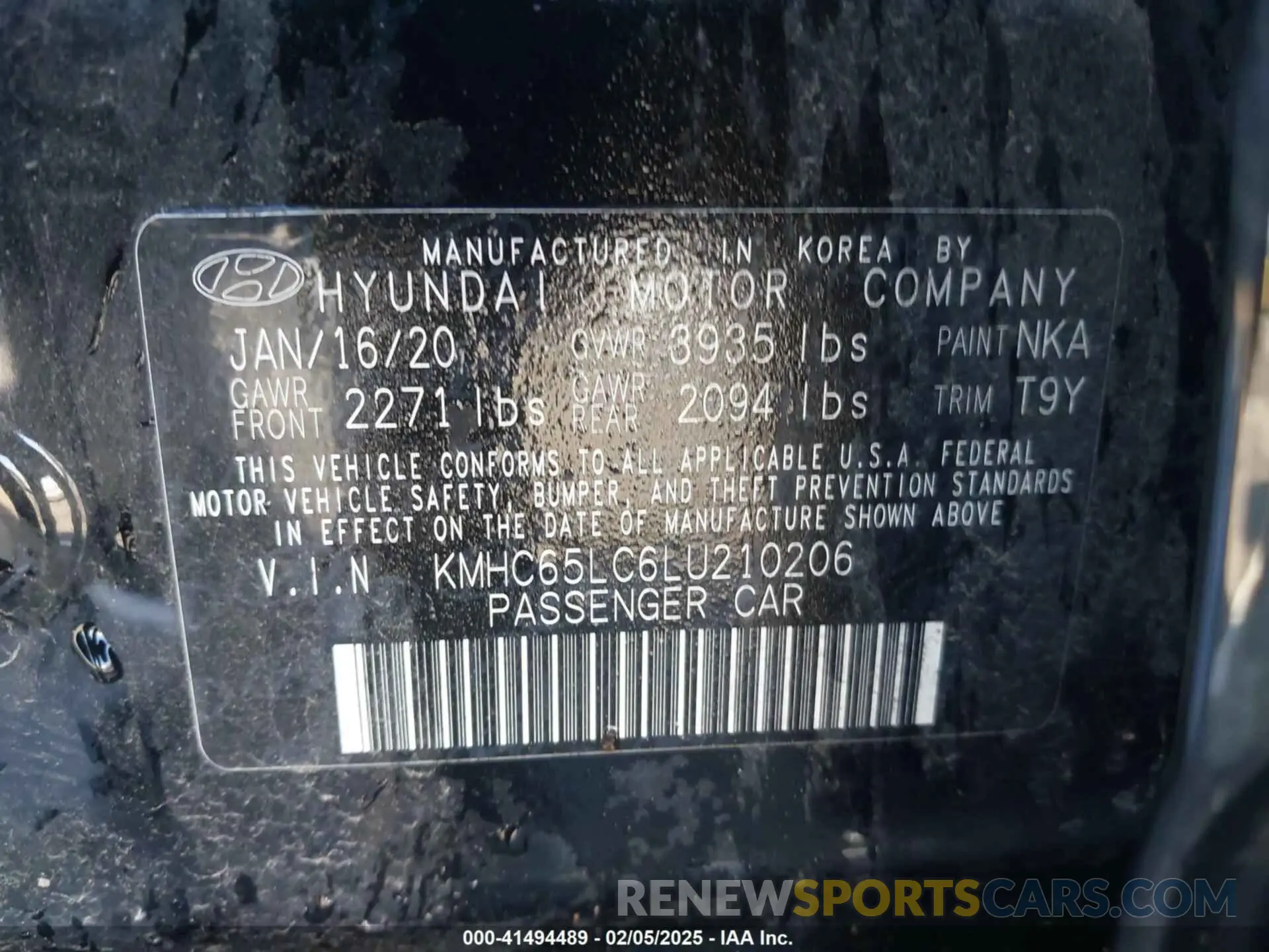 9 Photograph of a damaged car KMHC65LC6LU210206 HYUNDAI IONIQ HYBRID 2020