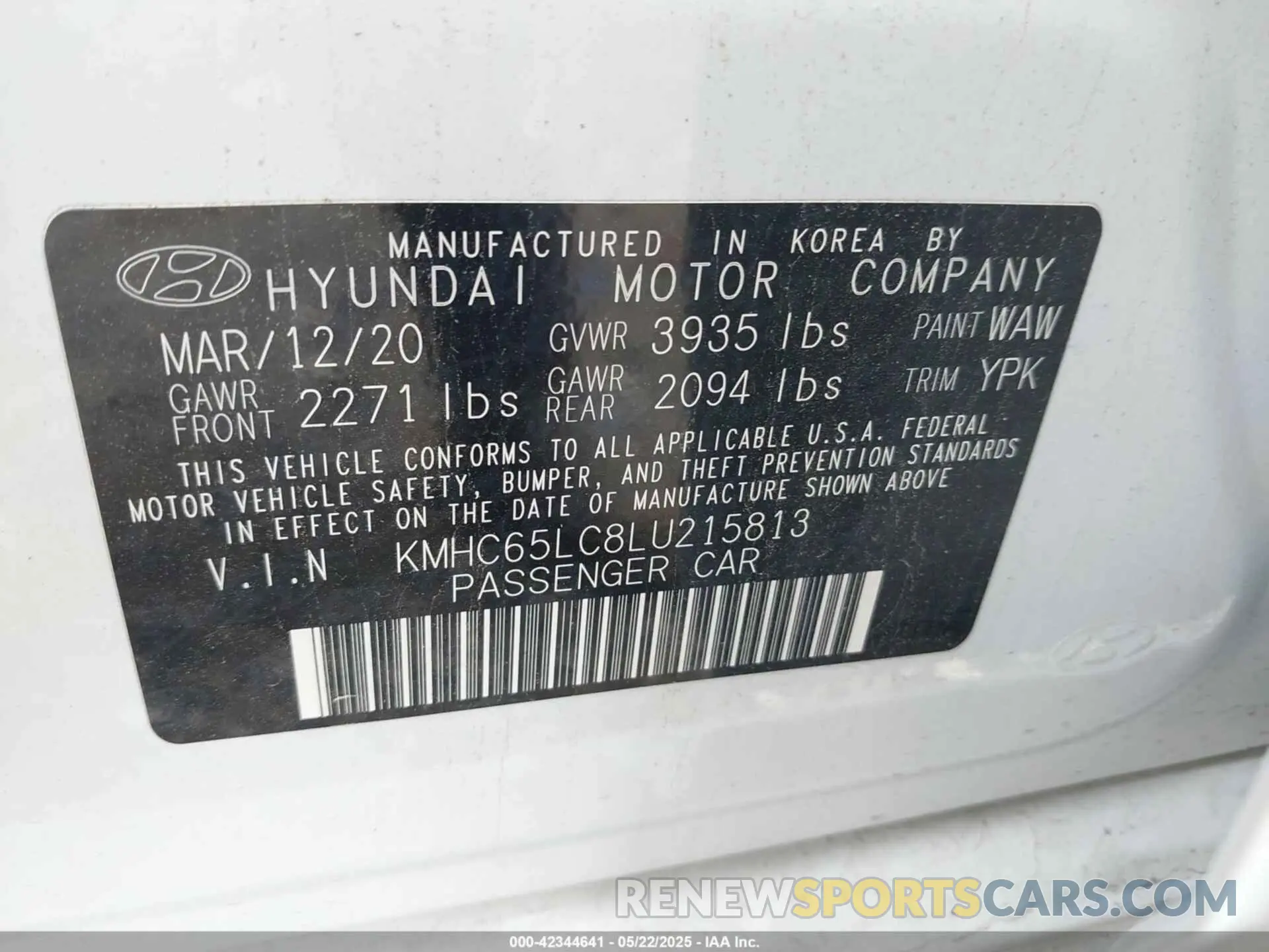 9 Photograph of a damaged car KMHC65LC8LU215813 HYUNDAI IONIQ HYBRID 2020
