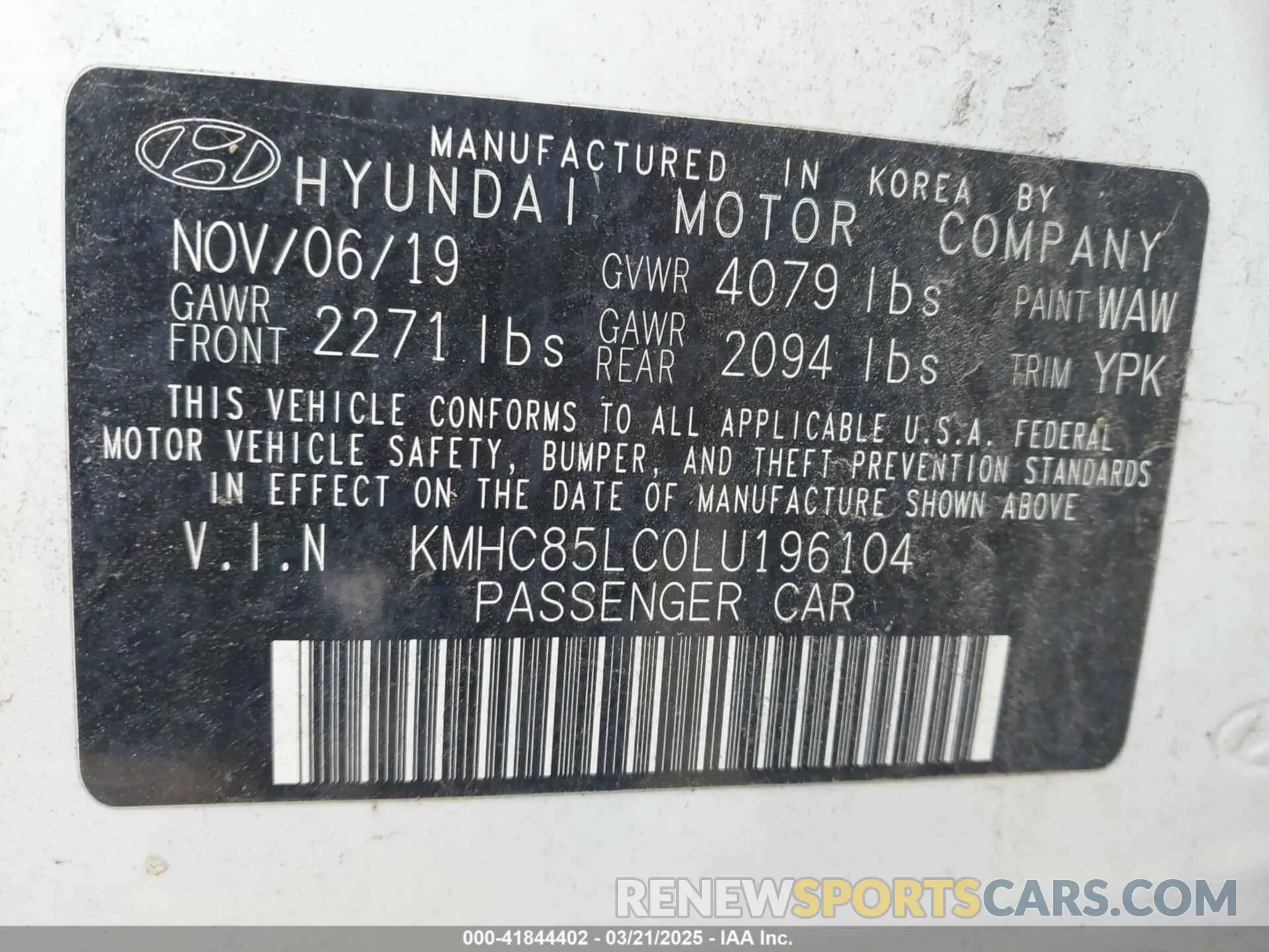 9 Photograph of a damaged car KMHC85LC0LU196104 HYUNDAI IONIQ HYBRID 2020