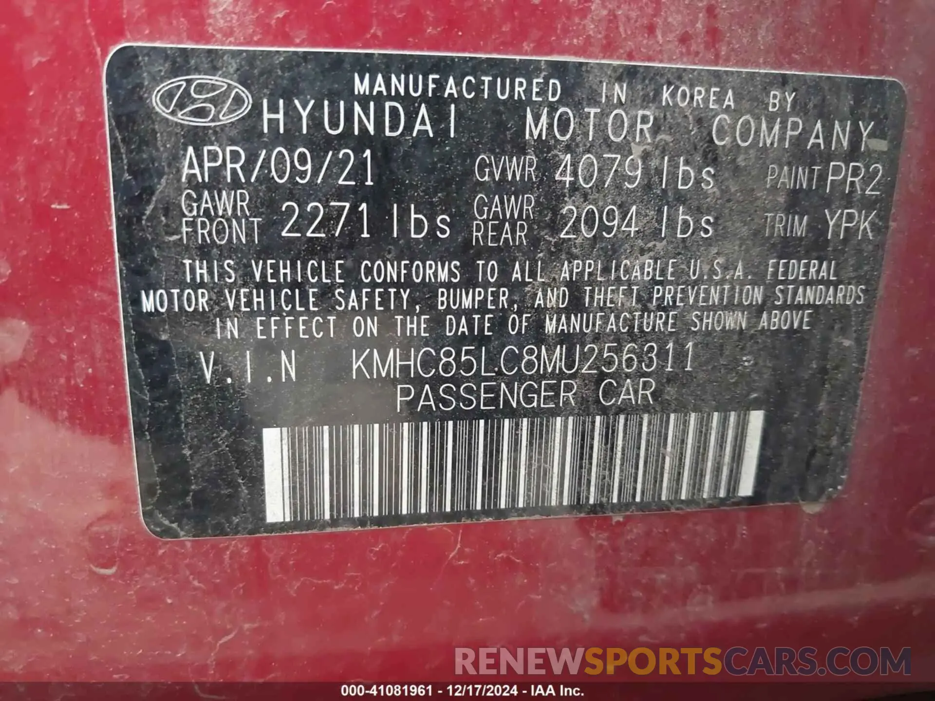 9 Photograph of a damaged car KMHC85LC8MU256311 HYUNDAI IONIQ HYBRID 2021