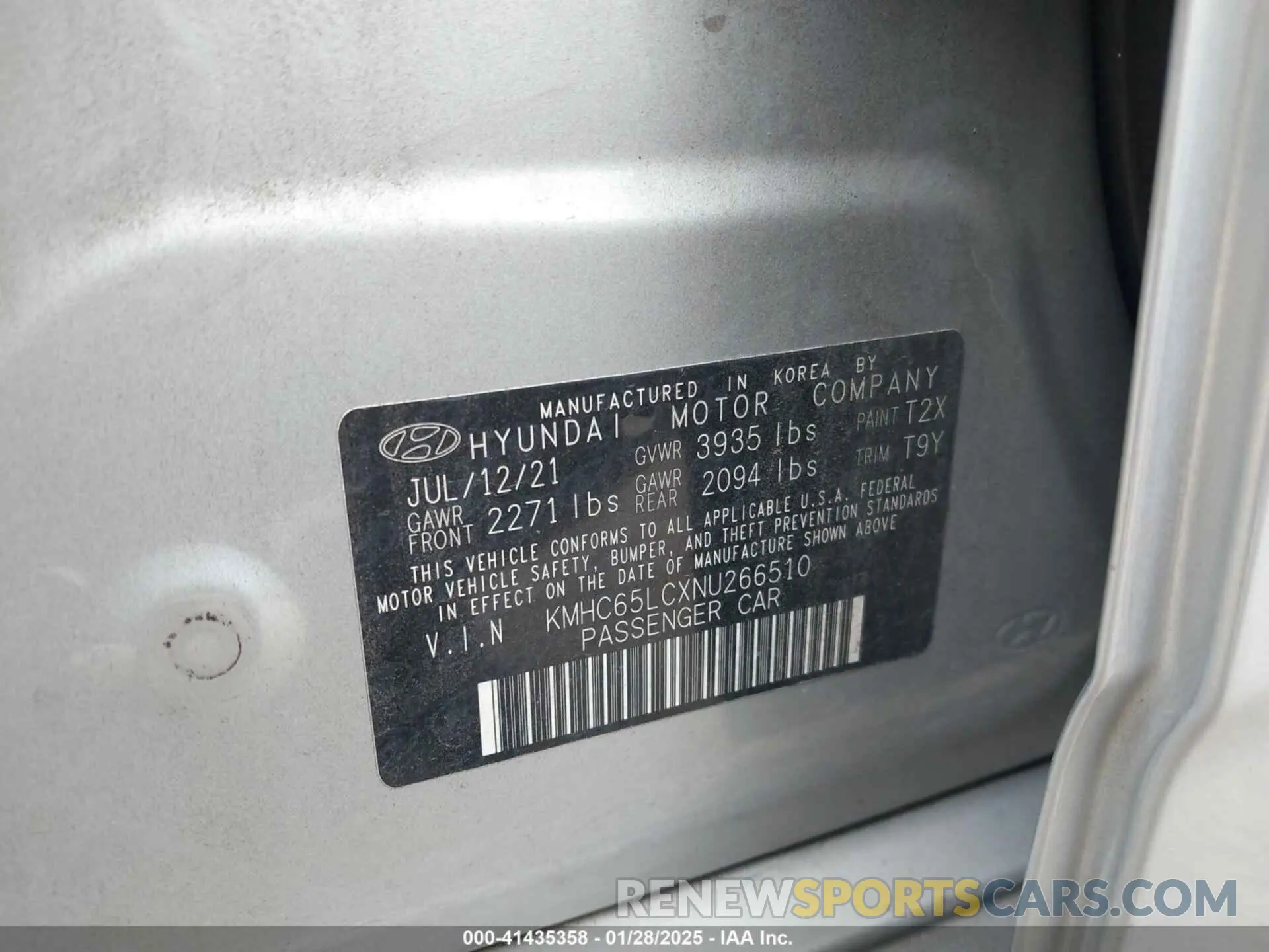 9 Photograph of a damaged car KMHC65LCXNU266510 HYUNDAI IONIQ HYBRID 2022