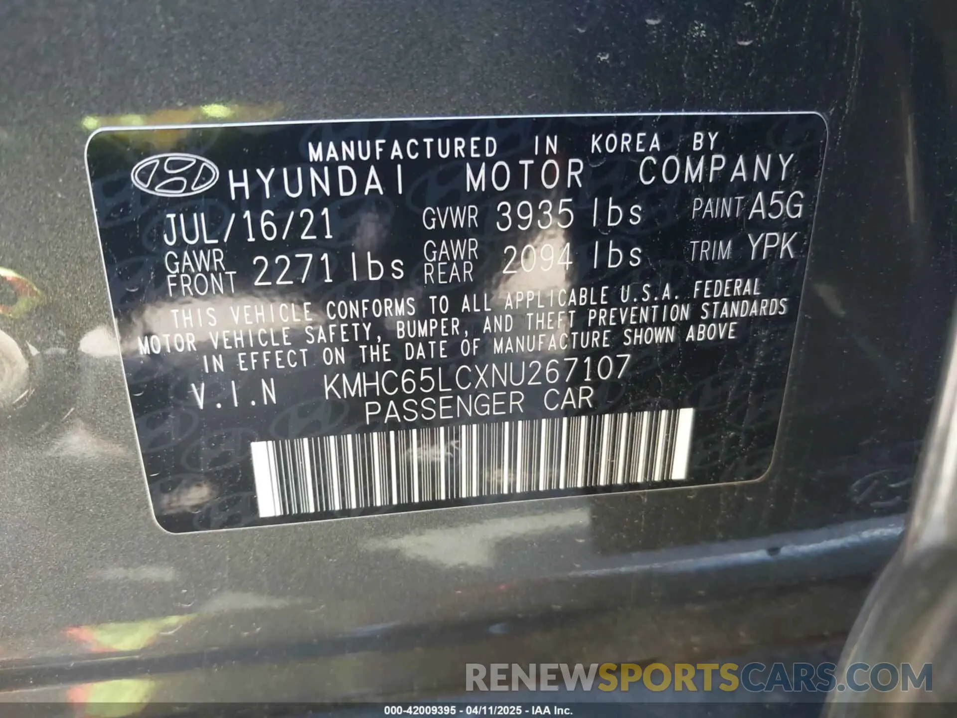 9 Photograph of a damaged car KMHC65LCXNU267107 HYUNDAI IONIQ HYBRID 2022