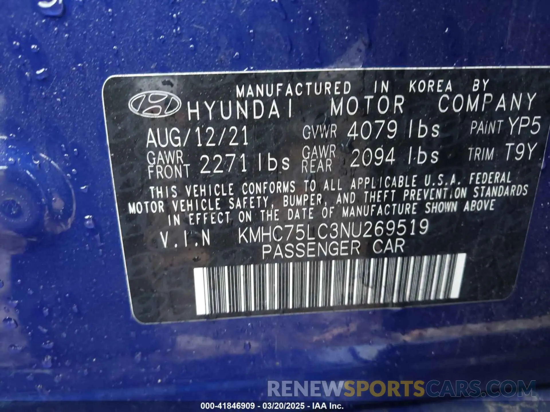 9 Photograph of a damaged car KMHC75LC3NU269519 HYUNDAI IONIQ HYBRID 2022